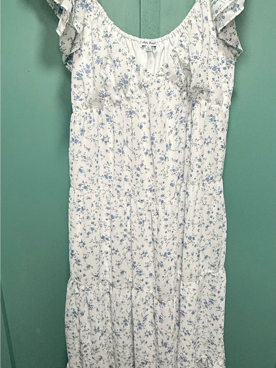white birch Dresses & Skirts - white birch White Maxi Sundress with Light Blue Floral Print